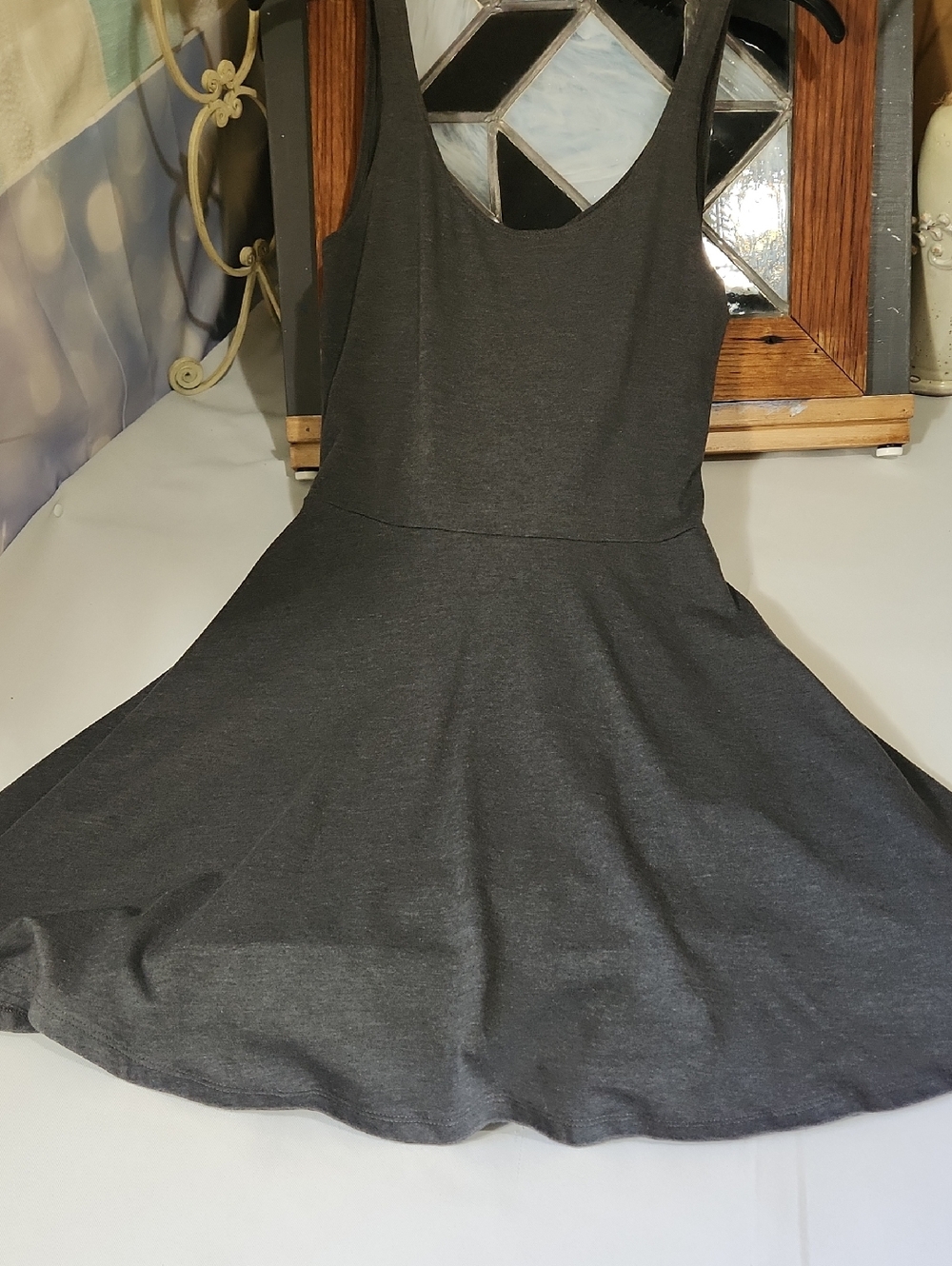 Hollister Charcoal Gray Sleeveless Fit-and-Flare Mini Dress W/ Open Back